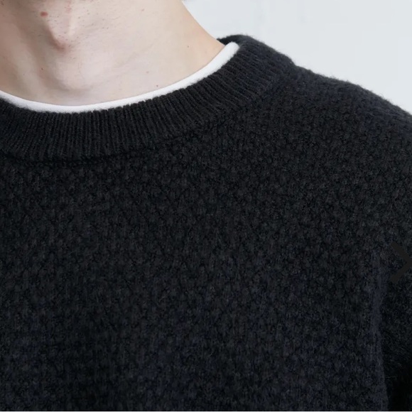 Oak + Fort | NWT | TEXTURED CREWNECK SWEATER BLACK XS - Picture 4 of 9